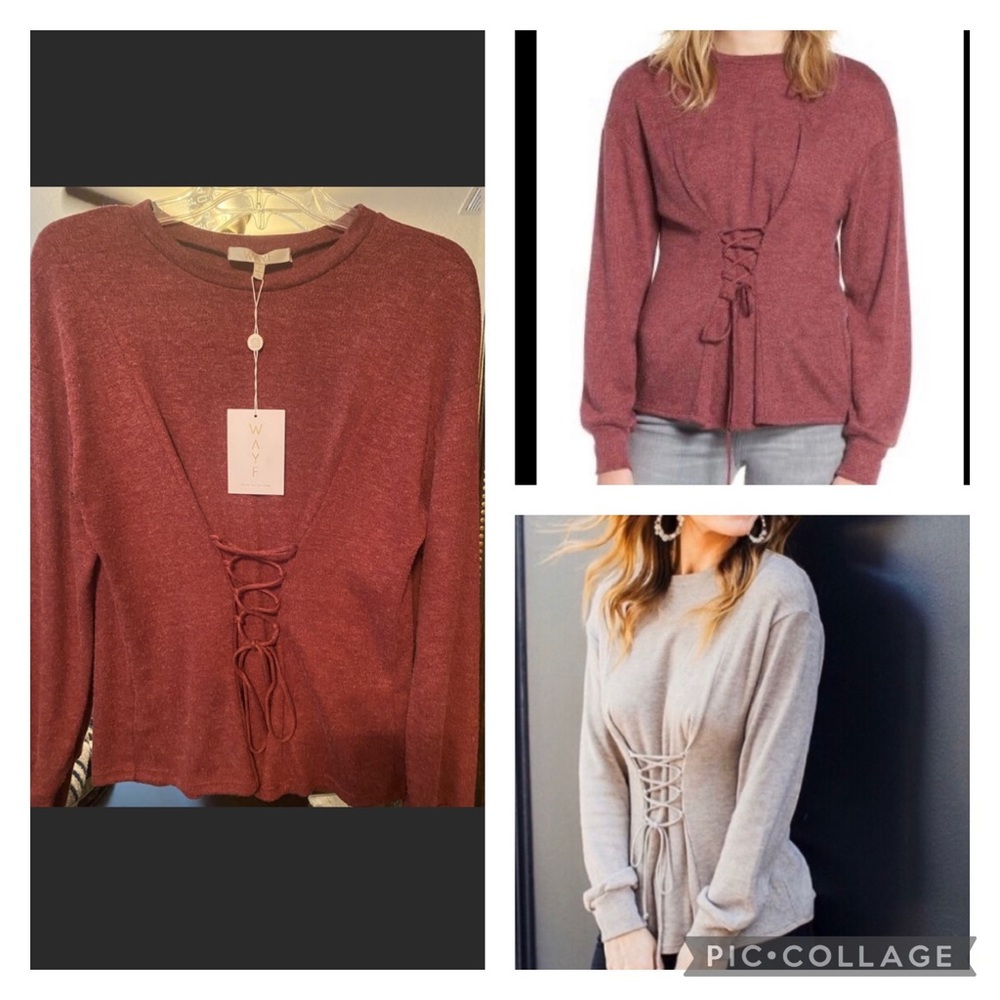 NWT WAYF Burgundy Ana Corset Lightweight Sweater Size Small -Nordstrom